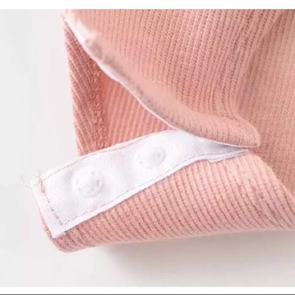 The Cutest Pink Ribbed Button Ruffled Bodysuit - Picture 5 of 6